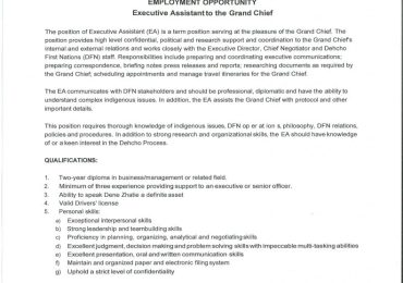 Executive Assistant to the Grand Chief Advertisement