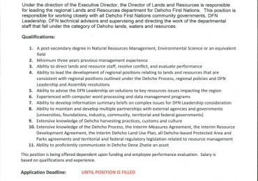 Director of Lands and Resources Advertisement