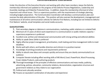 Communications Coordinator Advertisement