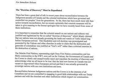 The “Doctrine of Discovery” Must Be Repudiated