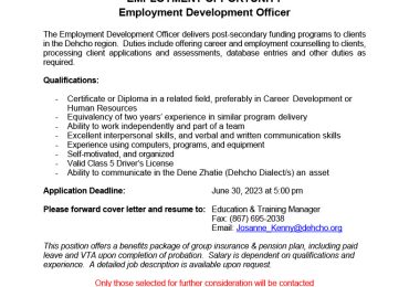 Career Opportunity: Employment Development Officer