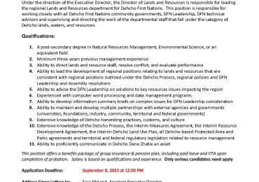 Employment Opportunity: Director of Lands and Resources
