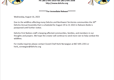 30th Dehcho Annual Assembly Postponed