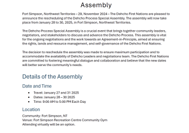 Dehcho Process Special Assembly Jan 2025